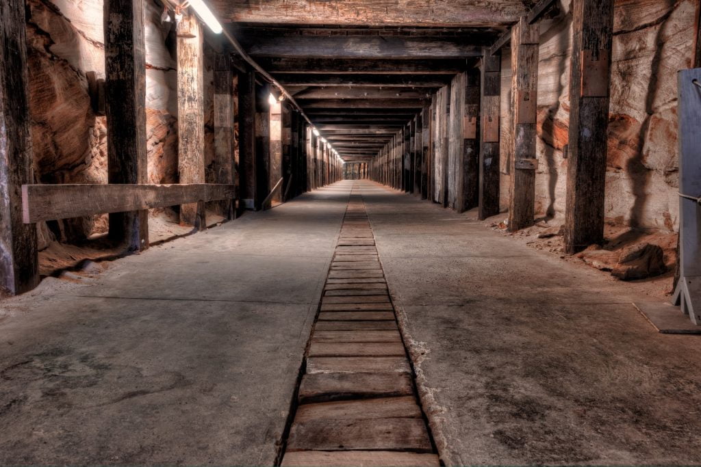 a walkway in a building